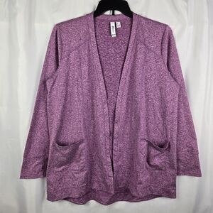 Susan Graver SG Sport Womens Purple Heather Stretch Open Cardigan Size Large